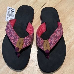 NWT L.L. Bean Fair Isle Flip Flop Women’s Sandal Berry 8